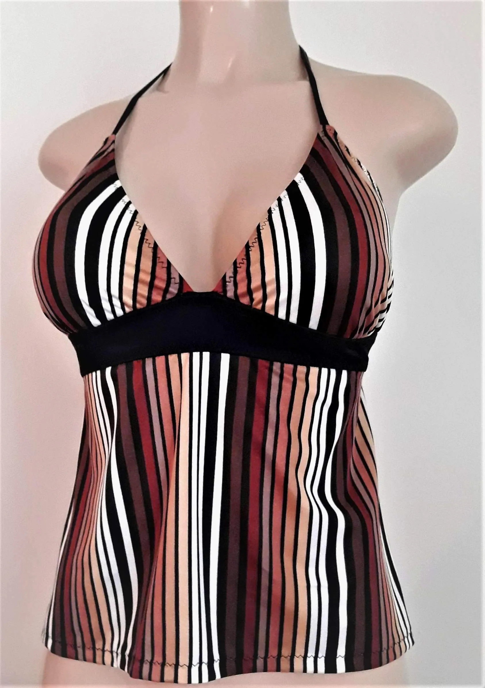 Tie Back Tankini Tops. Open Back Halter Swimwear Tankinis.