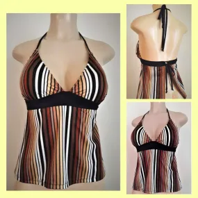 Tie Back Tankini Tops. Open Back Halter Swimwear Tankinis.