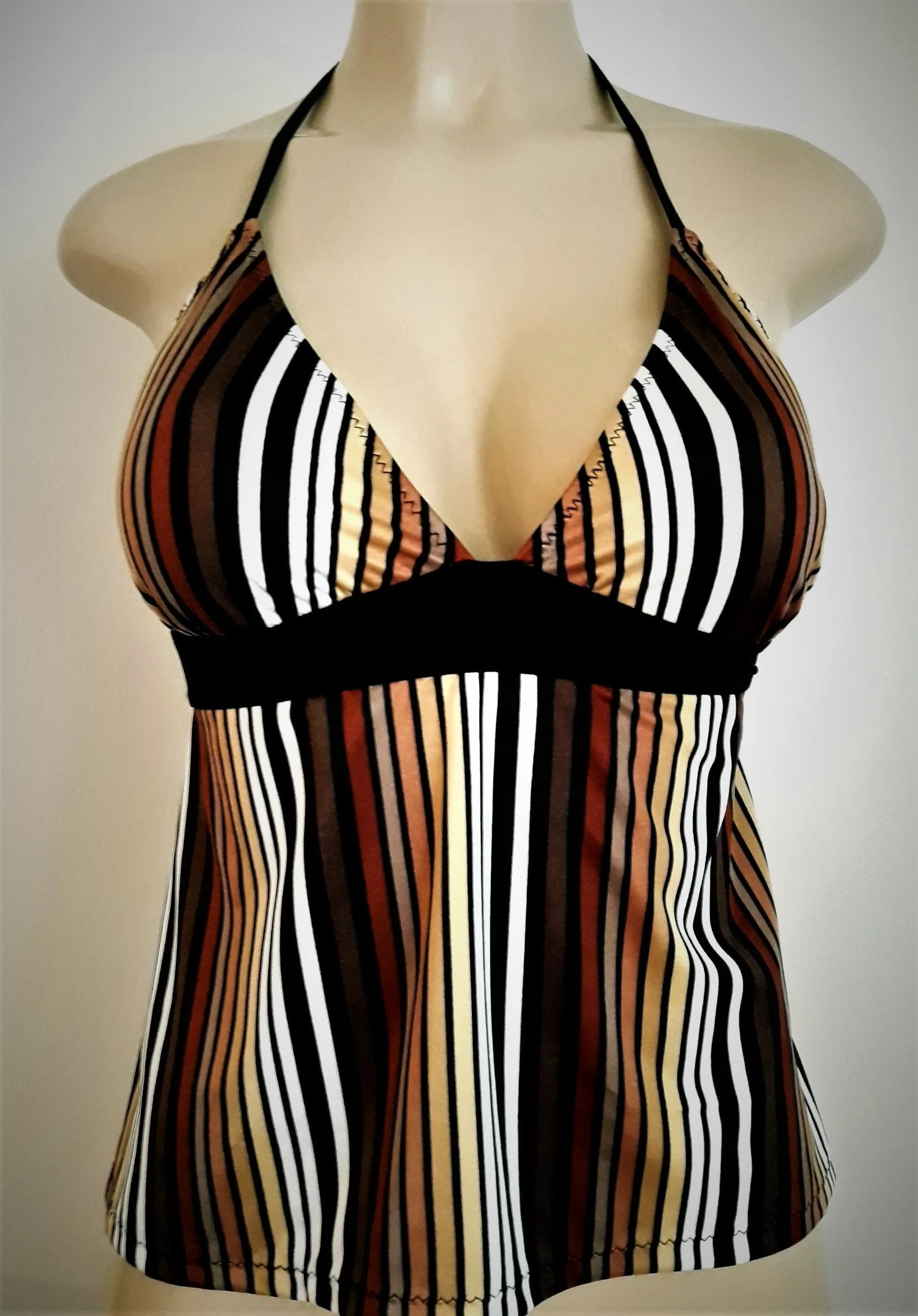 Tie Back Tankini Tops. Open Back Halter Swimwear Tankinis.