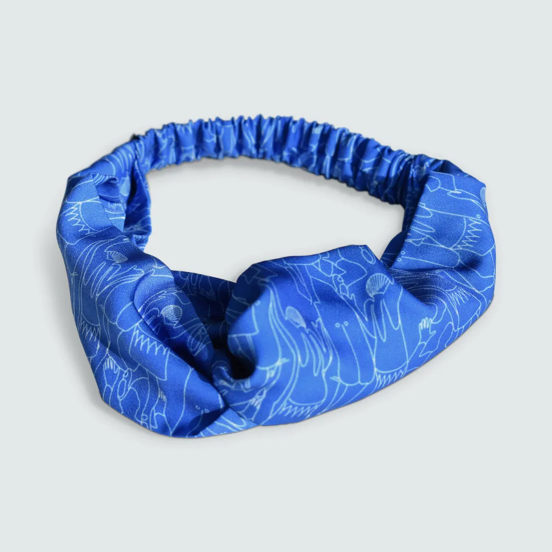 Tiny Dancers Print Blue Twist Knot Headband