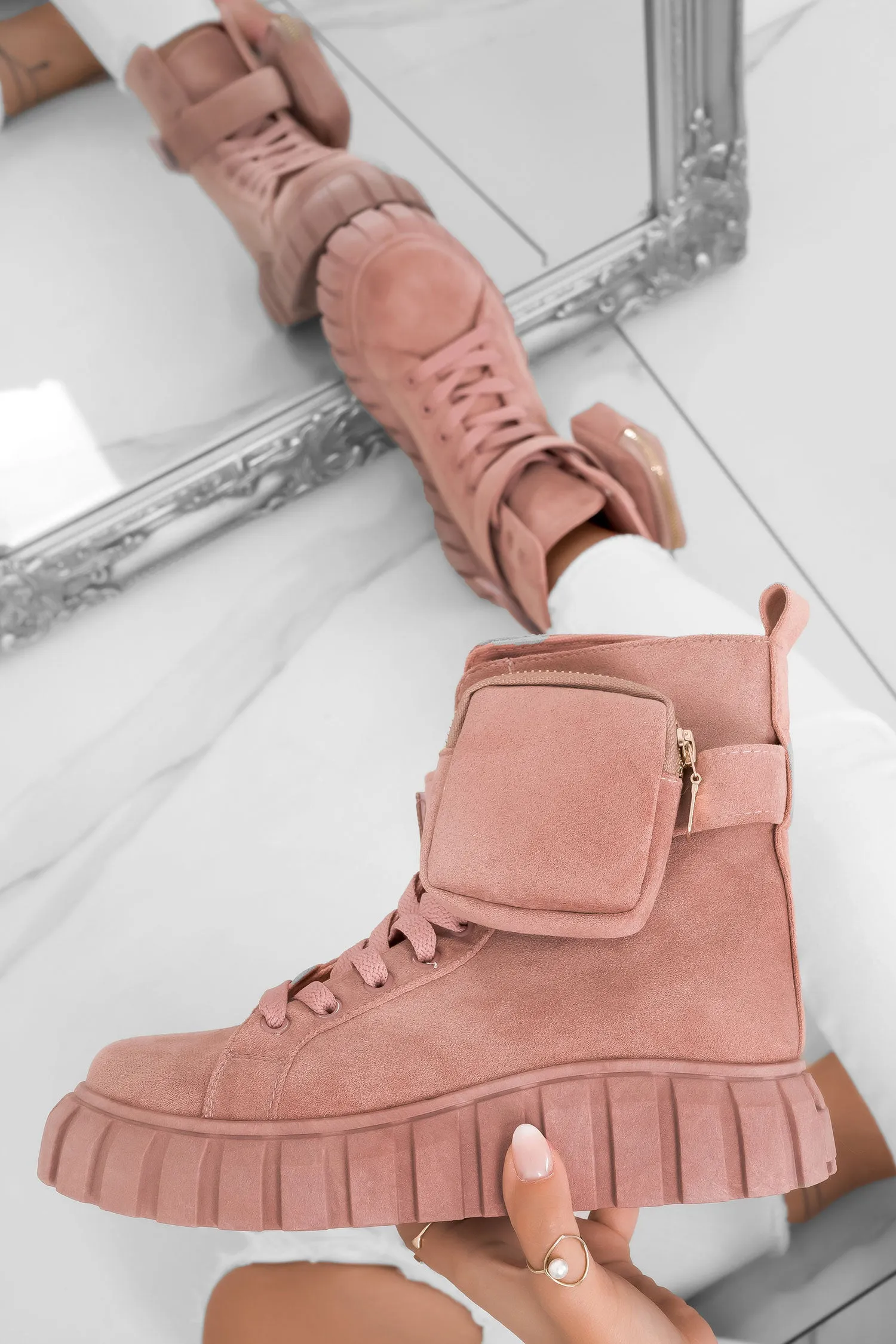 TUNDRA - Sneakers rosa a stivaletti con marsupio removibile