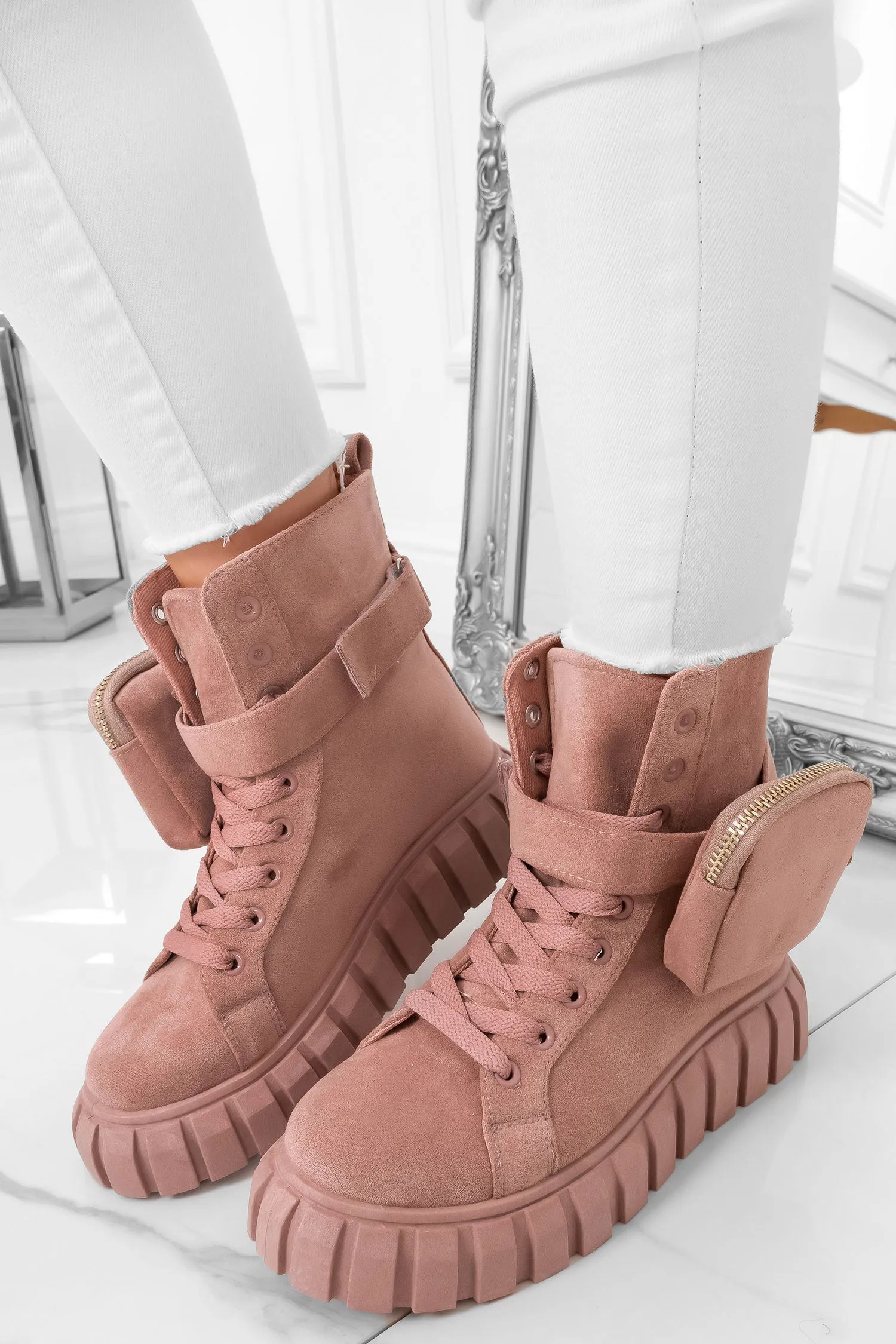 TUNDRA - Sneakers rosa a stivaletti con marsupio removibile