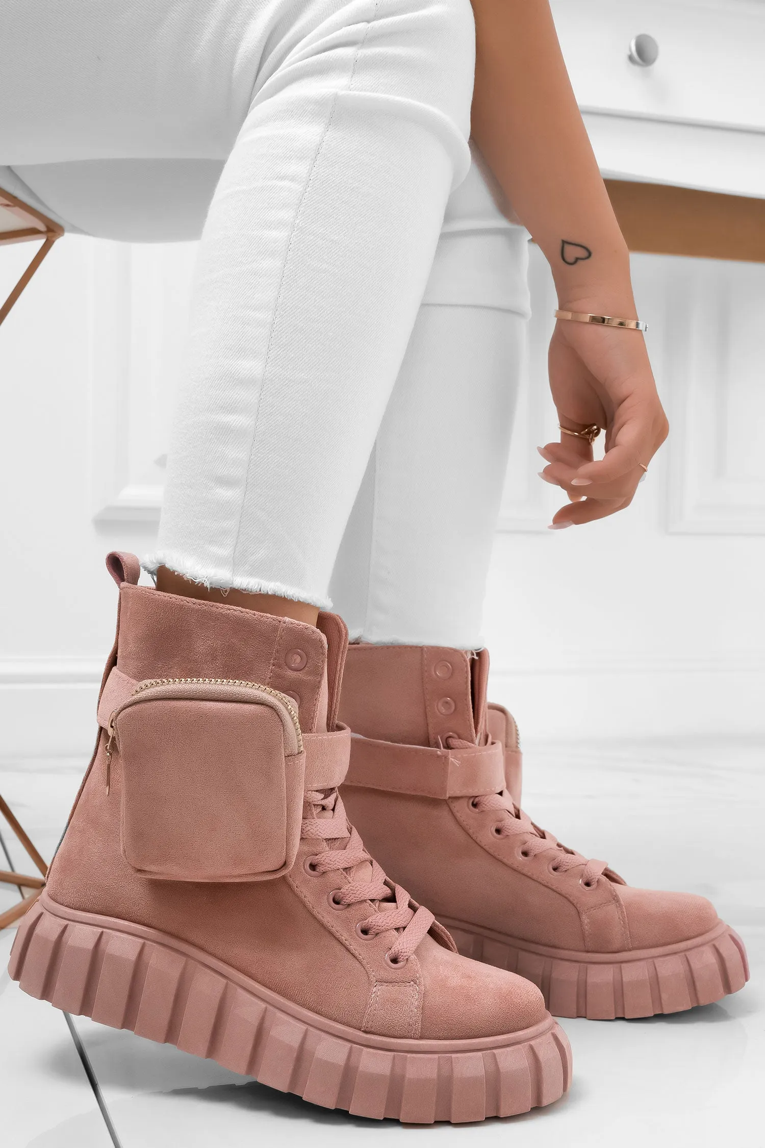 TUNDRA - Sneakers rosa a stivaletti con marsupio removibile