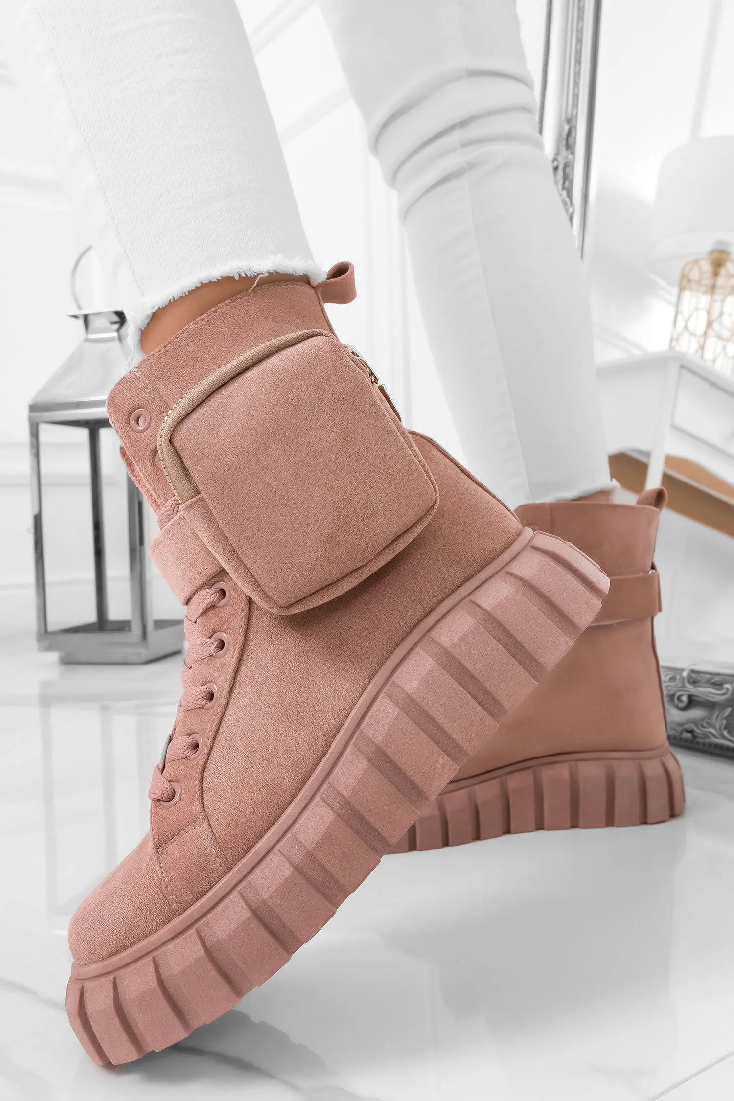 TUNDRA - Sneakers rosa a stivaletti con marsupio removibile