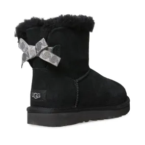 UGG Mini Bailey Bow Swirl Black Boots - Women's