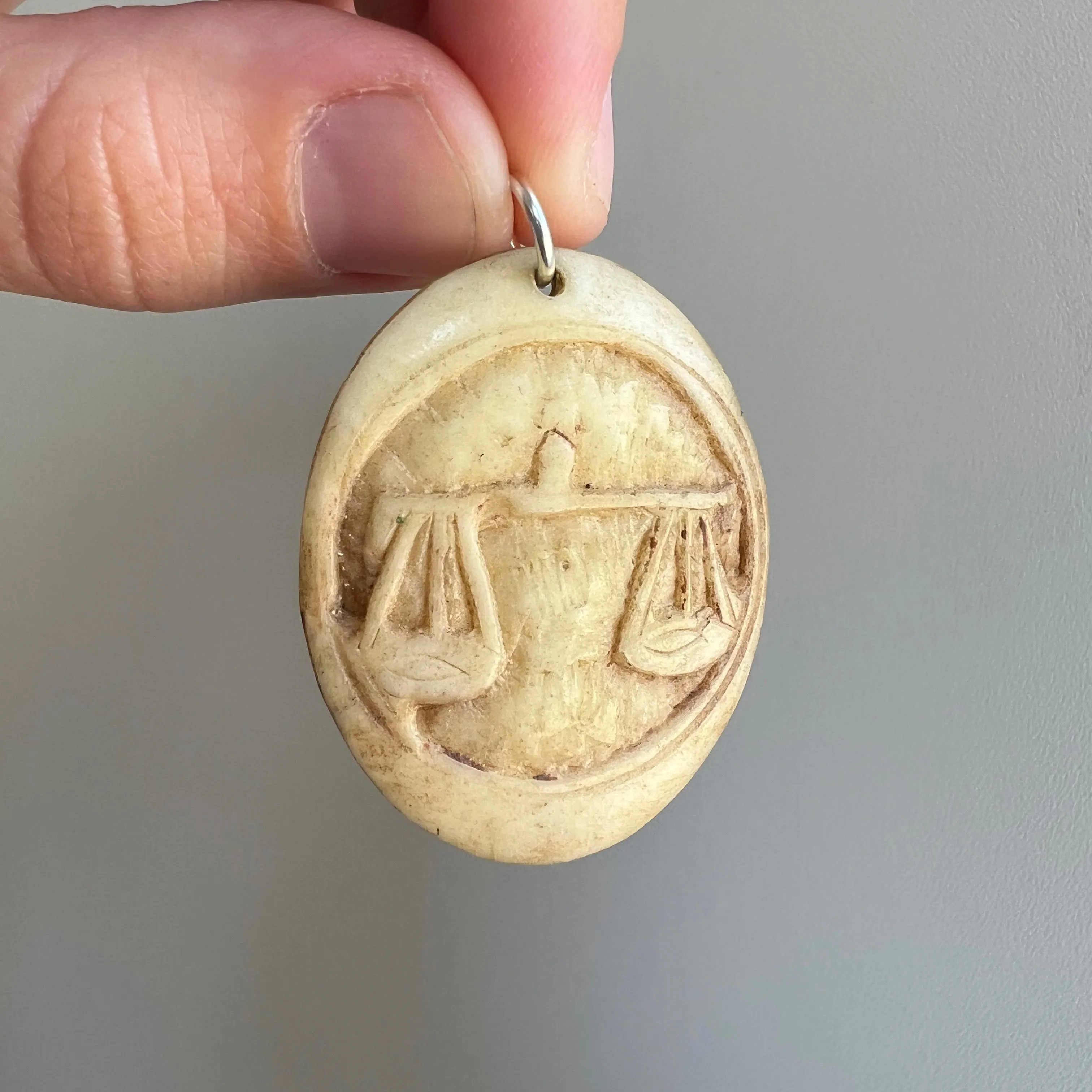 V I N T A G E // rustic justice / sterling silver and carved bone Libra / a pendant