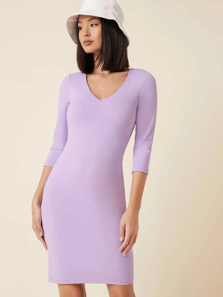 V-Neck Bodycon Dress