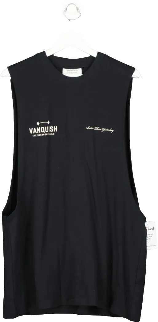 Vanquish Black The Unconquerable Sleeveless T Shirt UK L