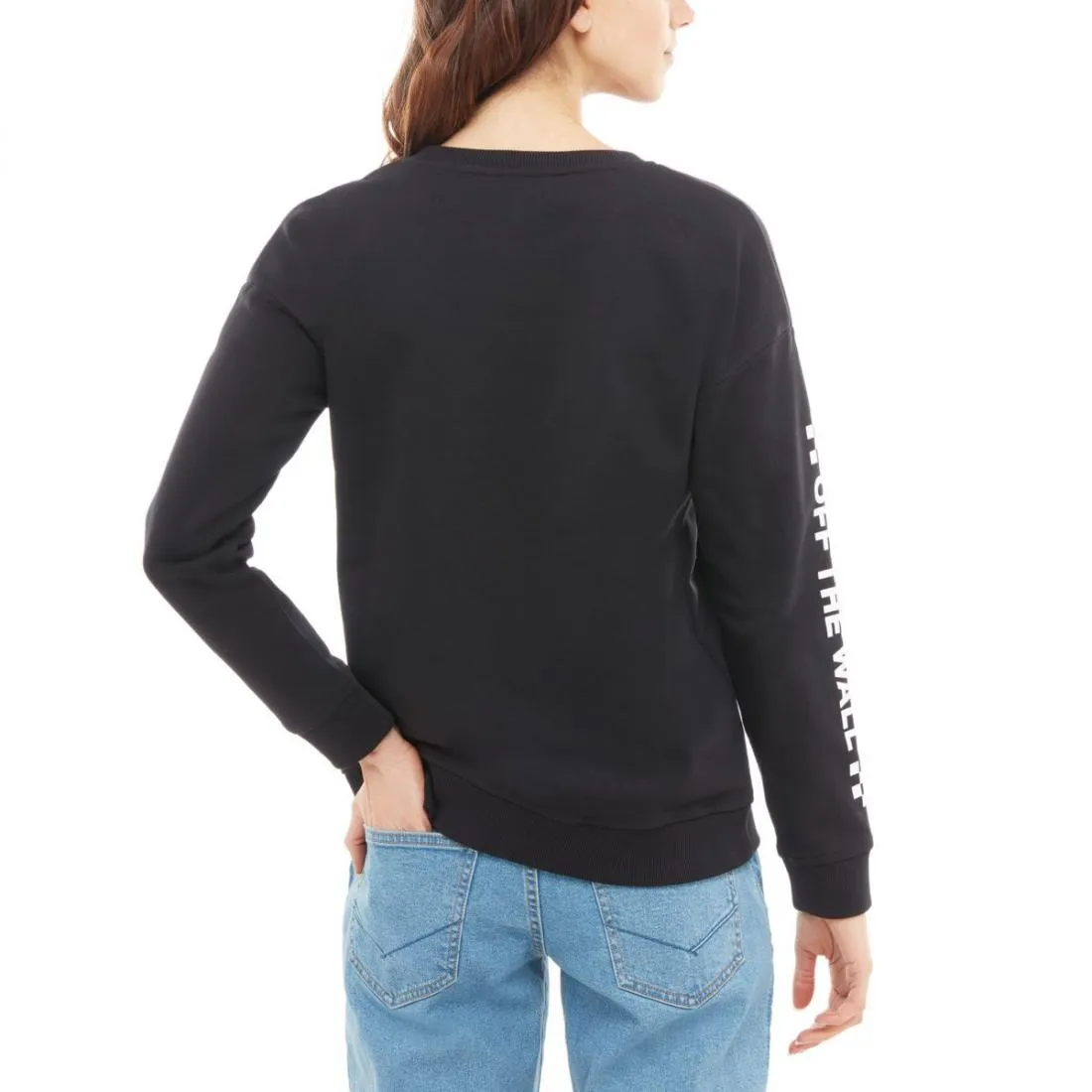 Vans crewneck sweatshirt with Too Much Fun Crew logo and writing on the arm VA3PBBFLK black