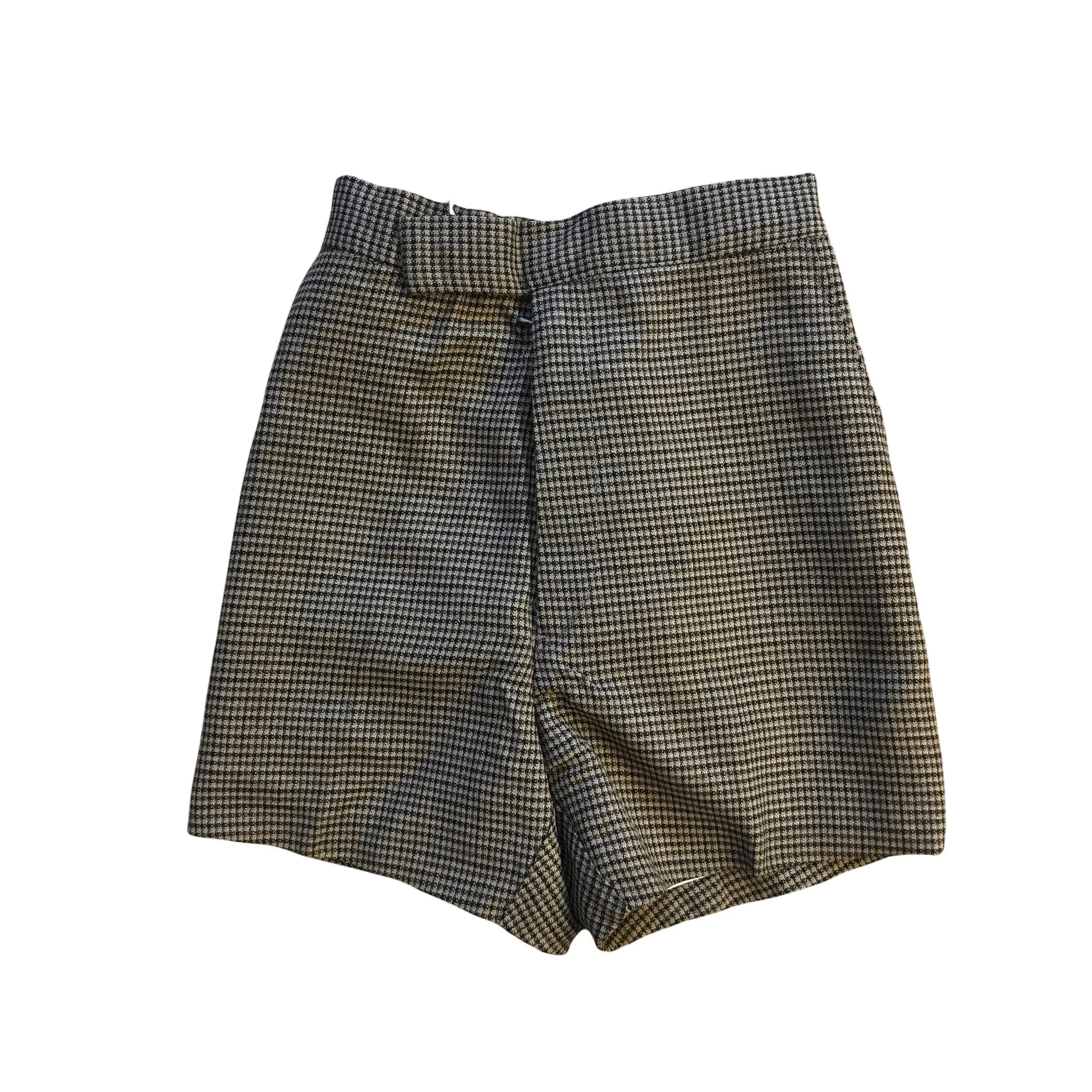 Vintage 1960s Check Green /Brown Houndstooth Shorts / 18-24M