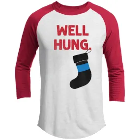 Well Hung Thin Blue Line Christmas Raglan