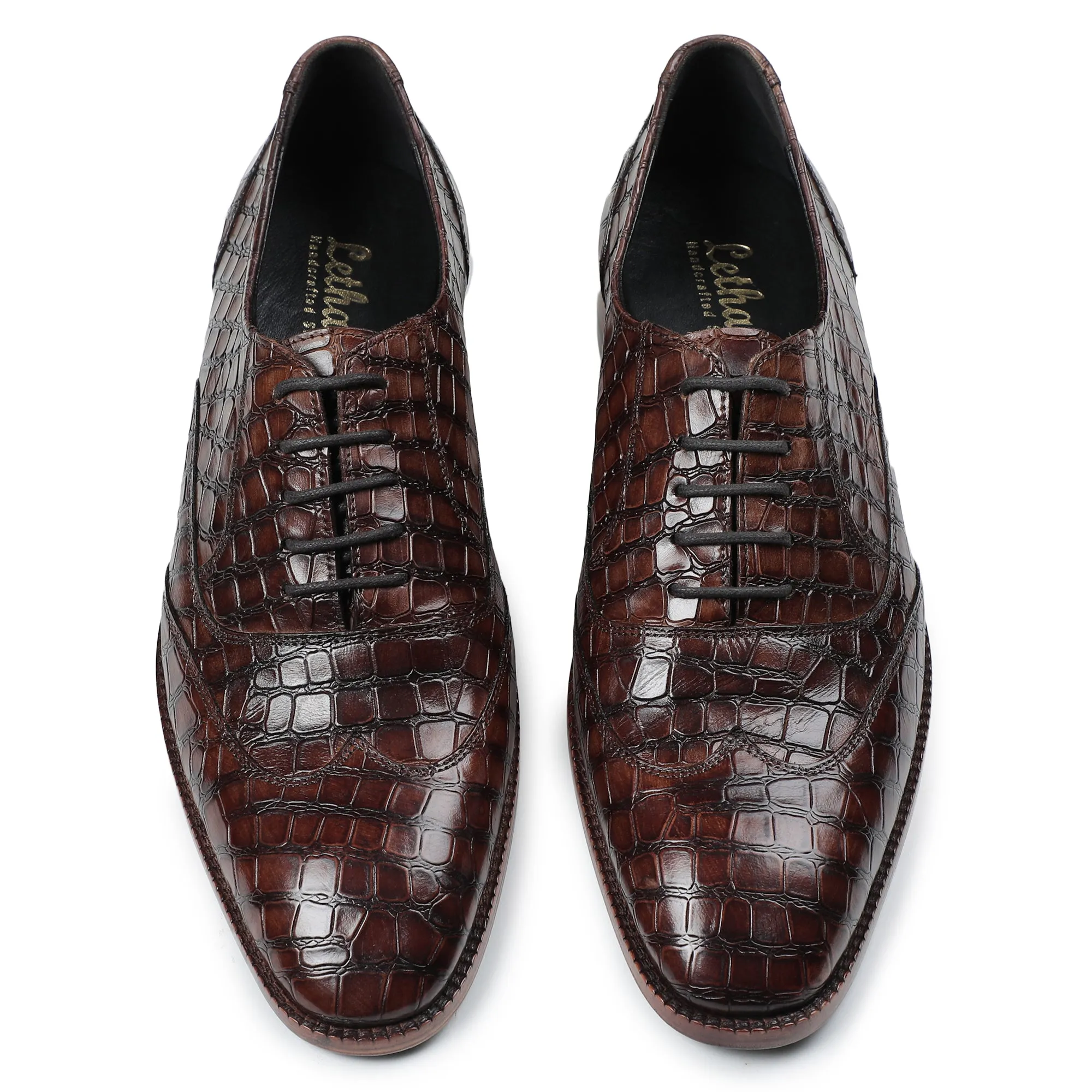 Wingtip Oxford - Croc Brown