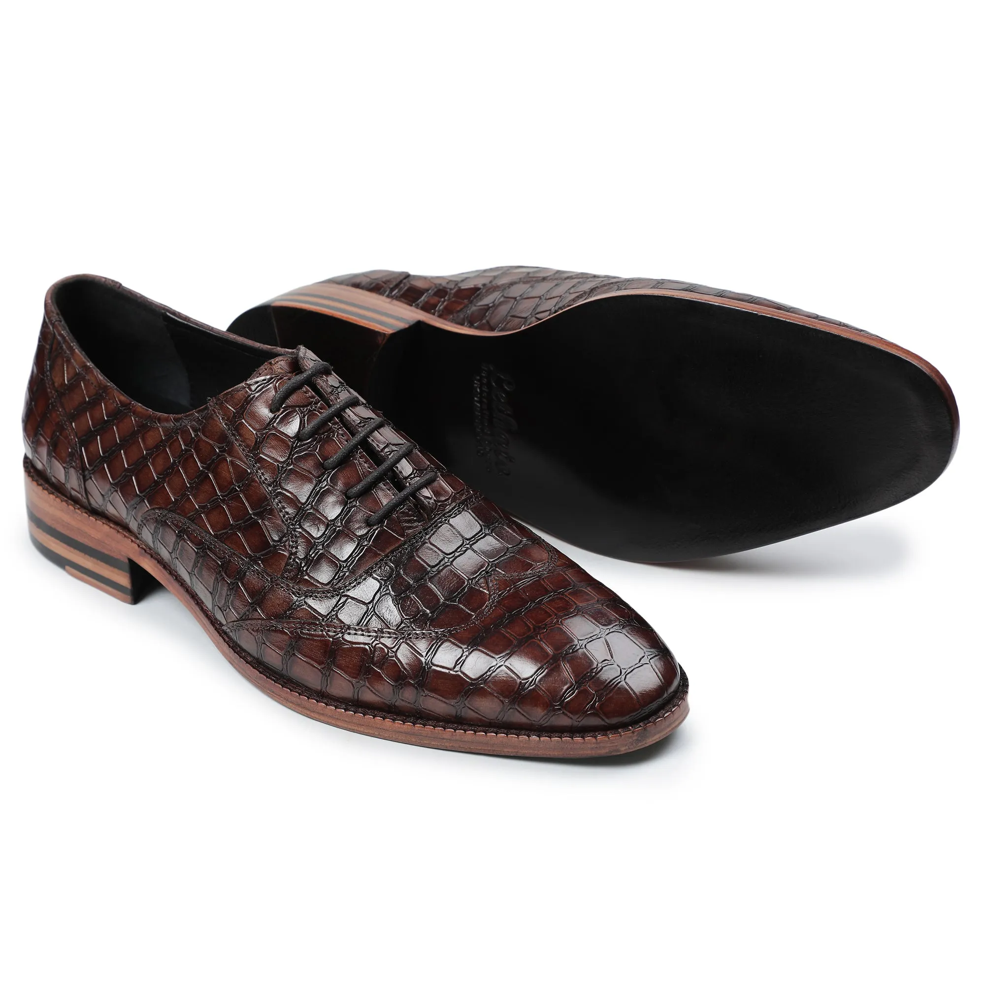 Wingtip Oxford - Croc Brown