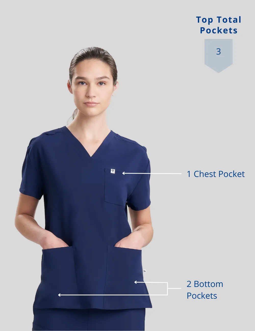 Womens 3-Pocket V-Neck Scrub Top