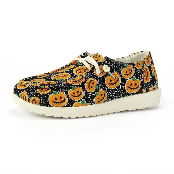 Women's Casual Christmas Halloween Printed Canvas Shoes 88310126S