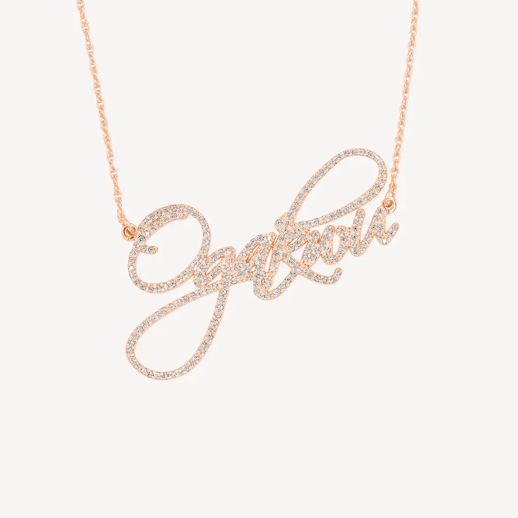 Womens Custom Cursive Name Pendant