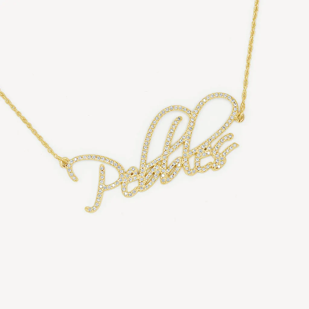 Womens Custom Cursive Name Pendant