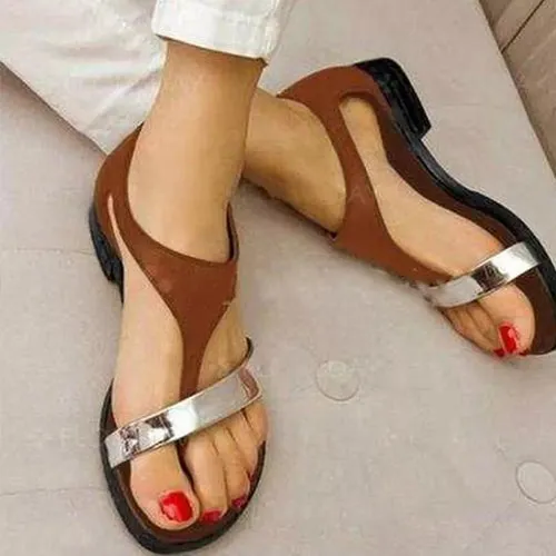 Women's Sandals Low Heel Clip Toes Buckle Strap Beach Shoes