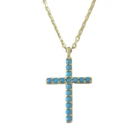 Zara Blue Cross Necklace Gold large