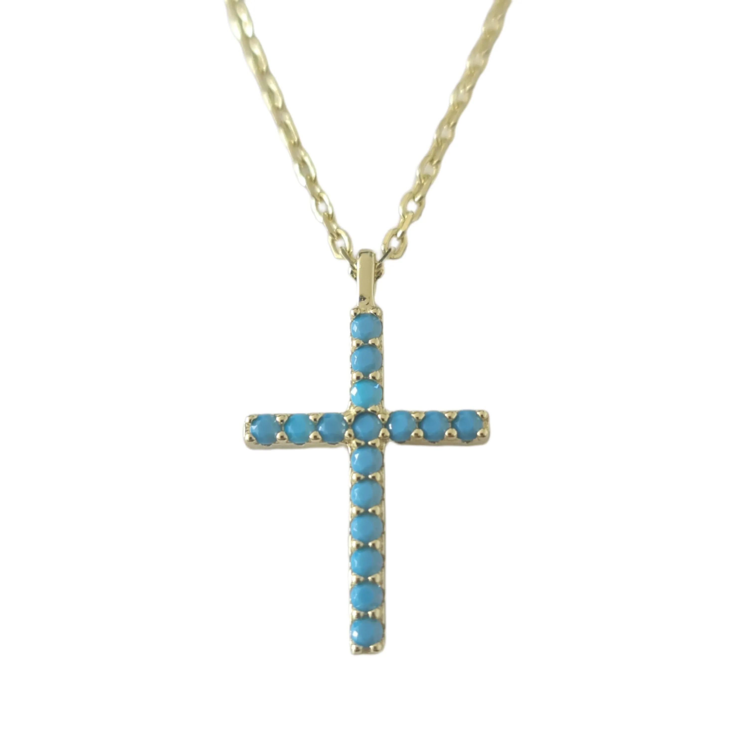 Zara Blue Cross Necklace Gold large