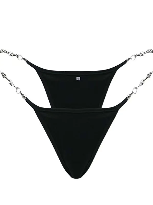 ZASUWA  Female Heart Metal Waist Chain Solid Color T-back Thong